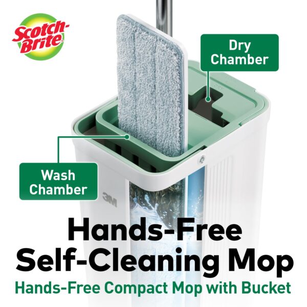 Scotch-Brite Plastic Hands-Free Microfiber Flat Mop (Compact Bucket)